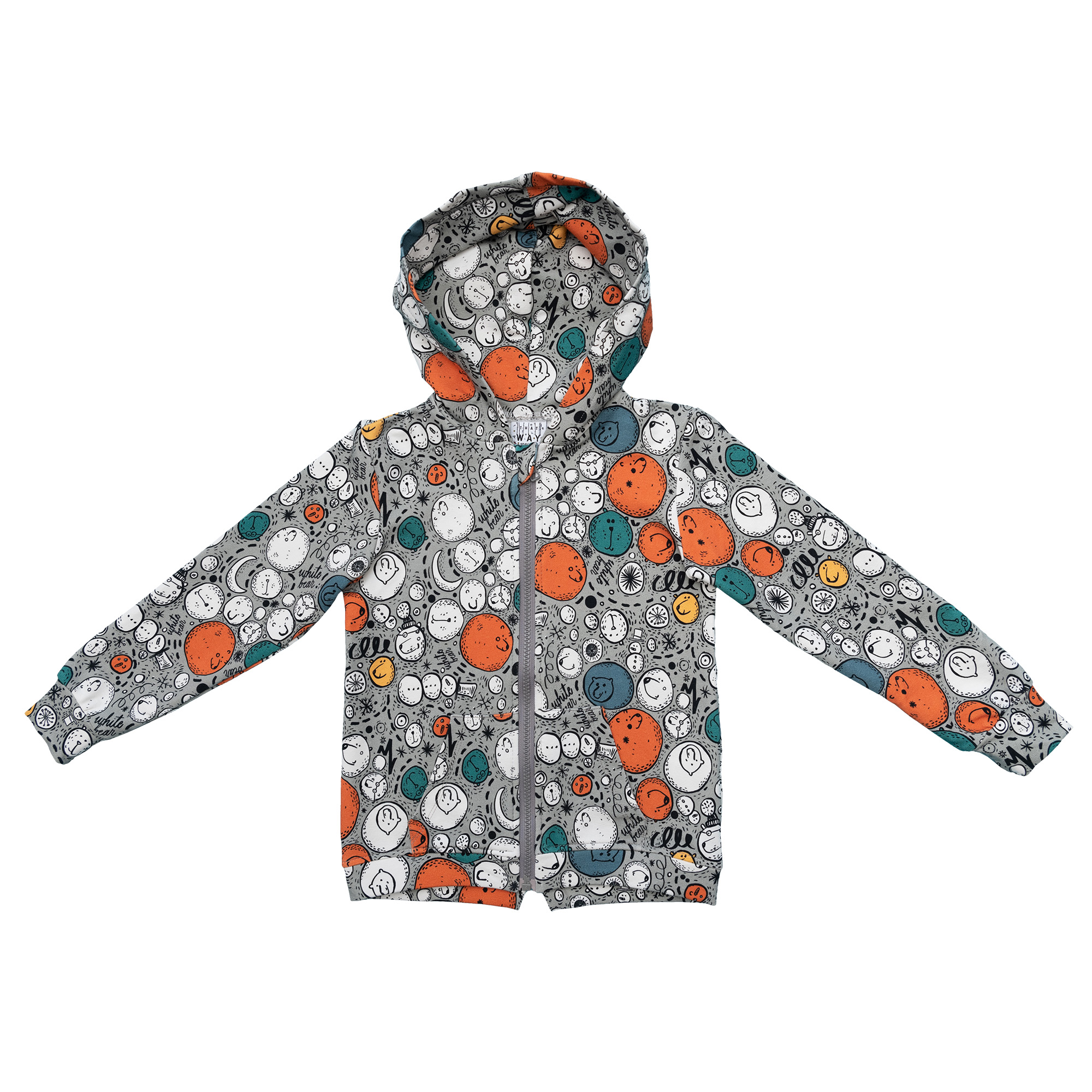 Hoodie with zip Bear Grey