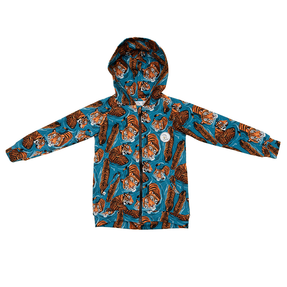 Hoodie with zip Blue Tiger