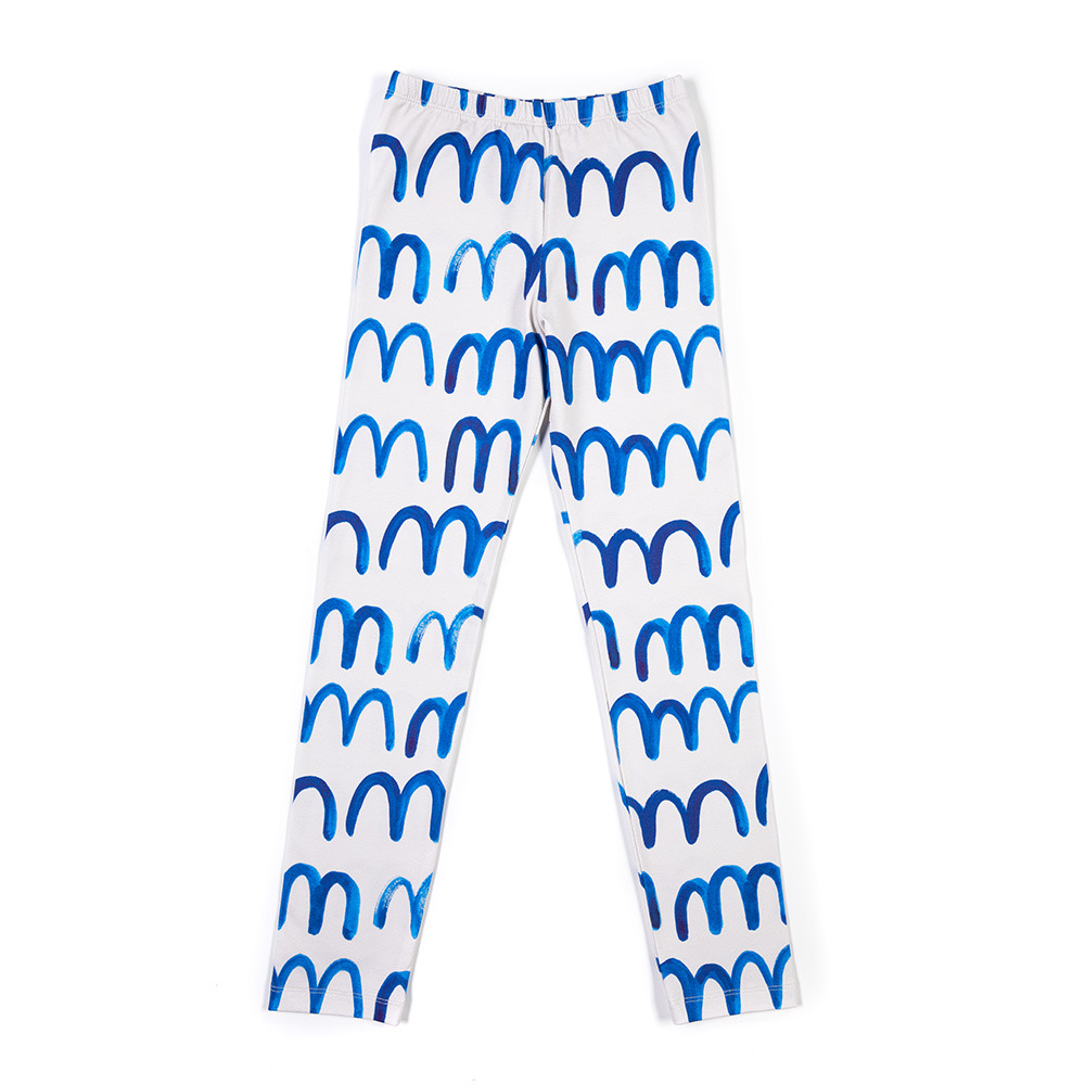 Waves on Light Grey Leggings