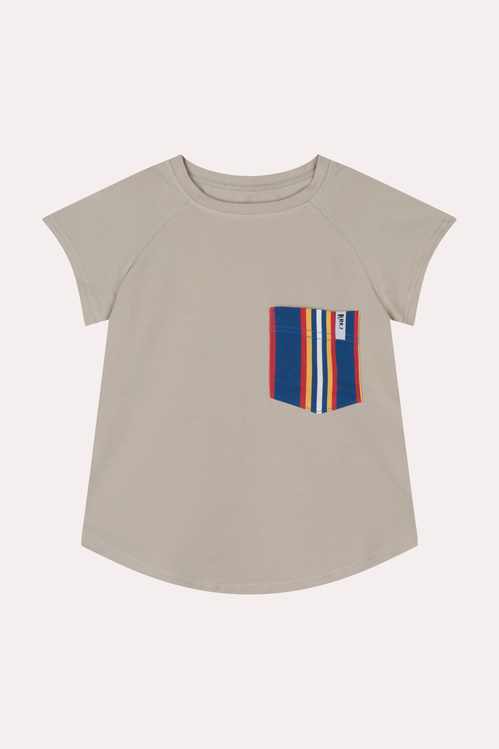 Beige T-shirt with striped pocket
