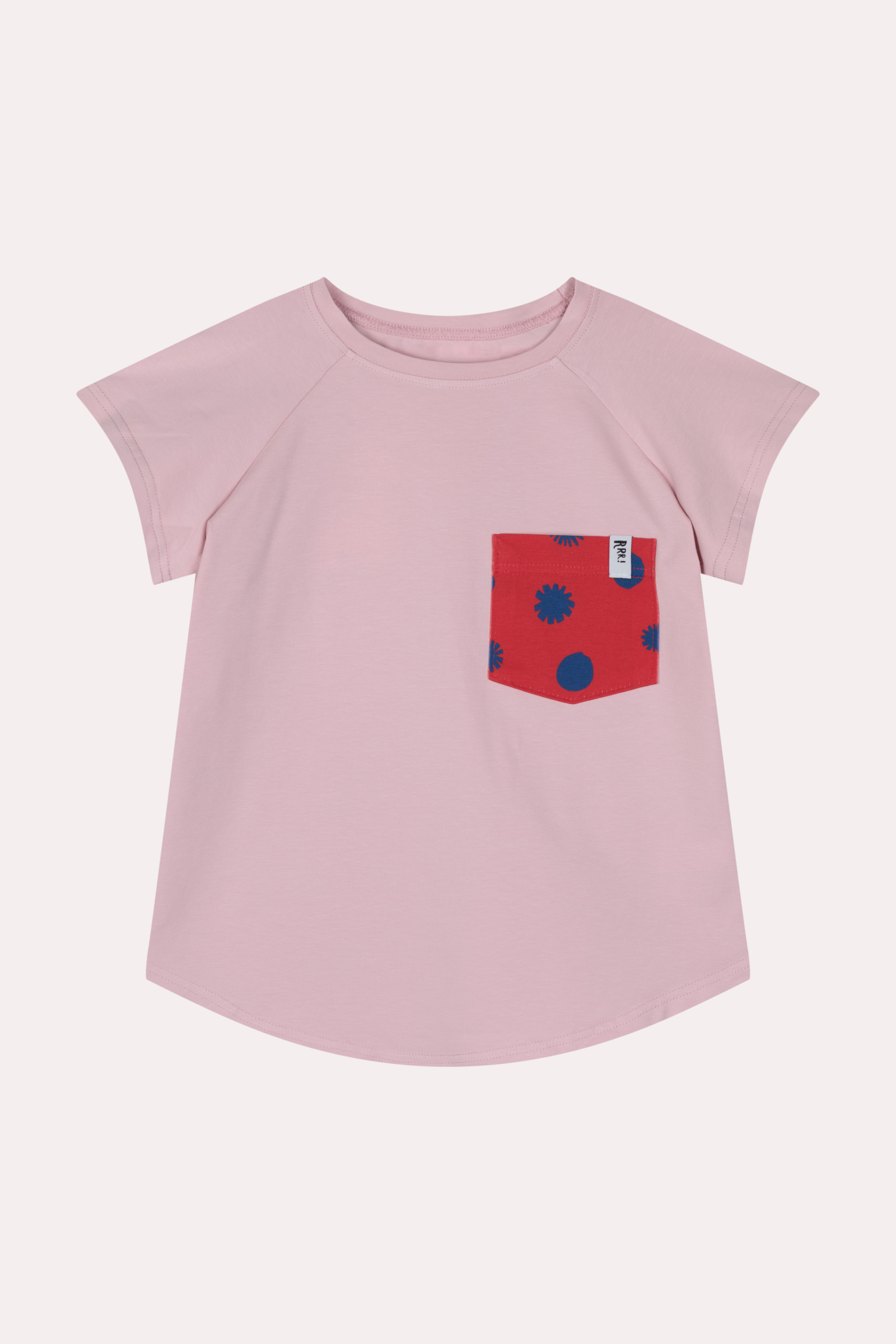 Pink T-shirt with polka dot pocket