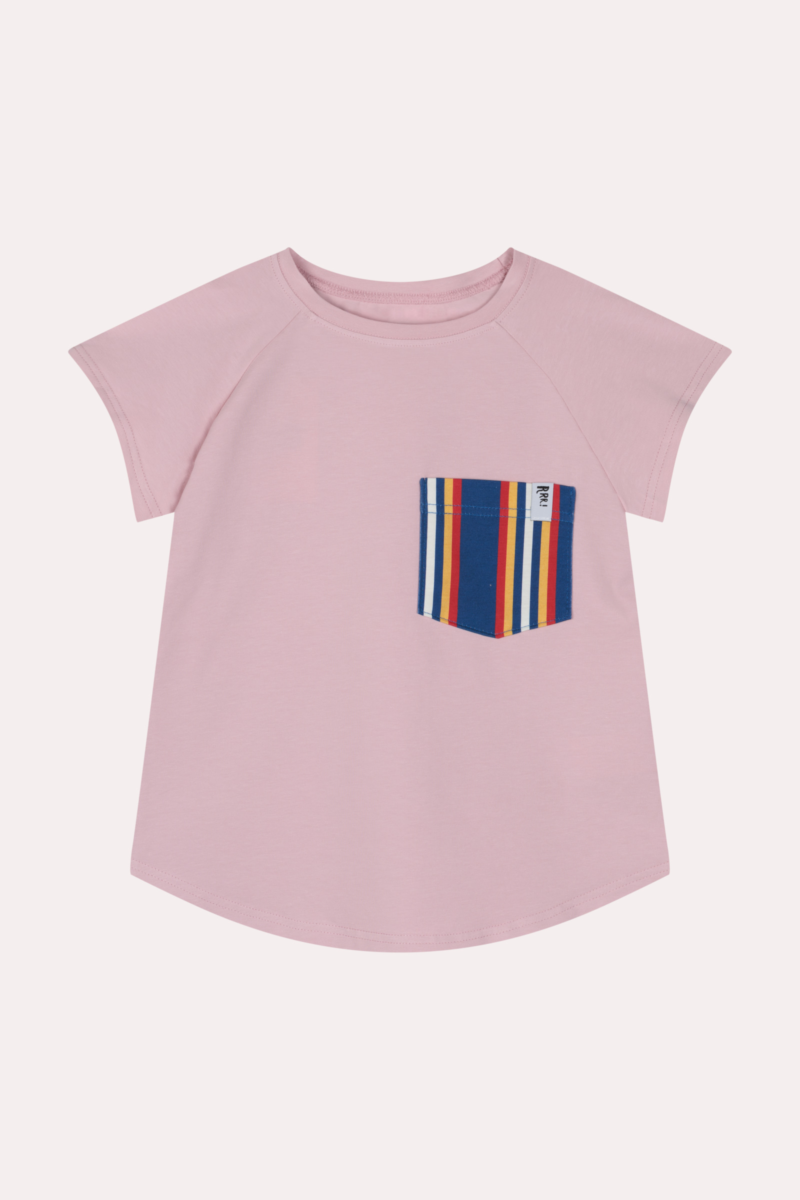 Pink T-shirt with striped pocket