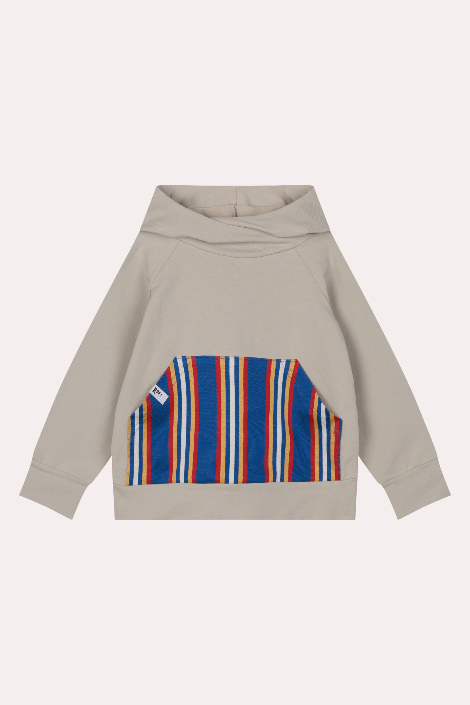 Beige hoodie with striped kangaroo