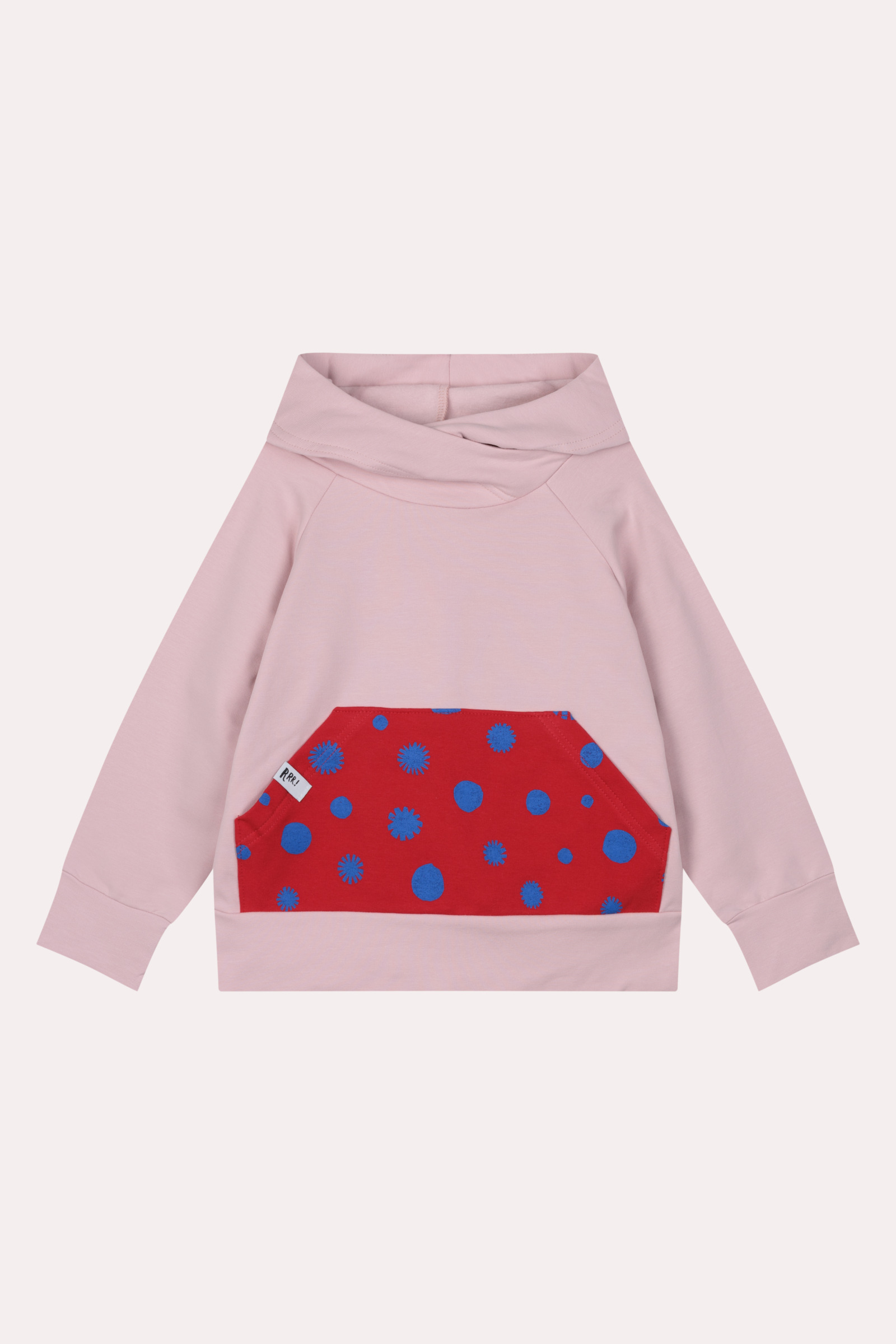 Pink hoodie with polka dot kangaroo