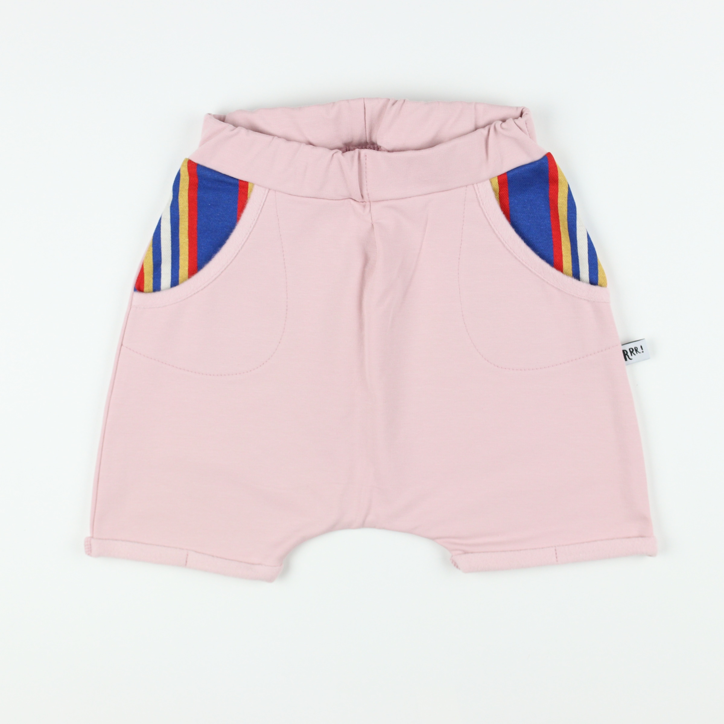 Pink shorts with striped pocket