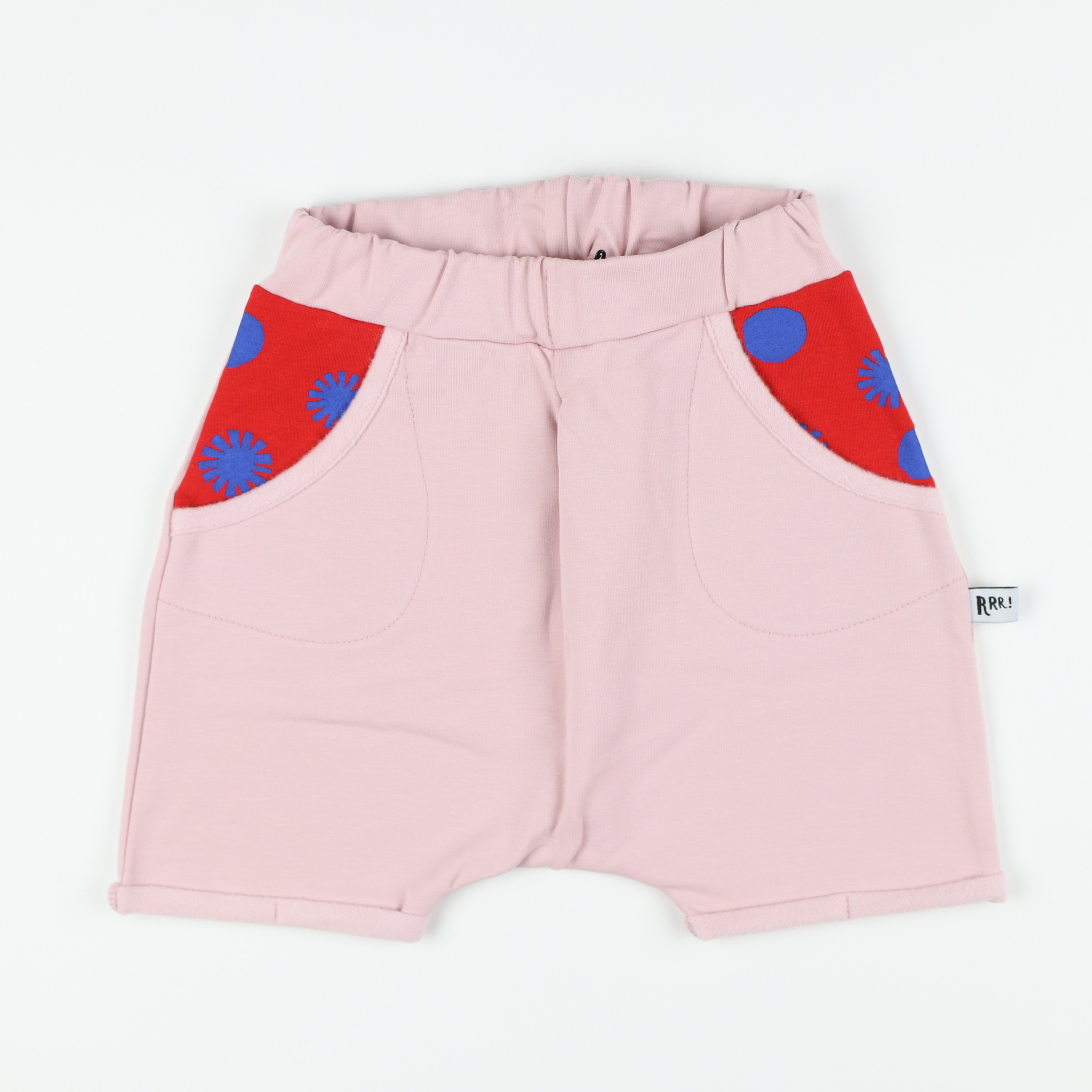Pink shorts with polka dot pocket