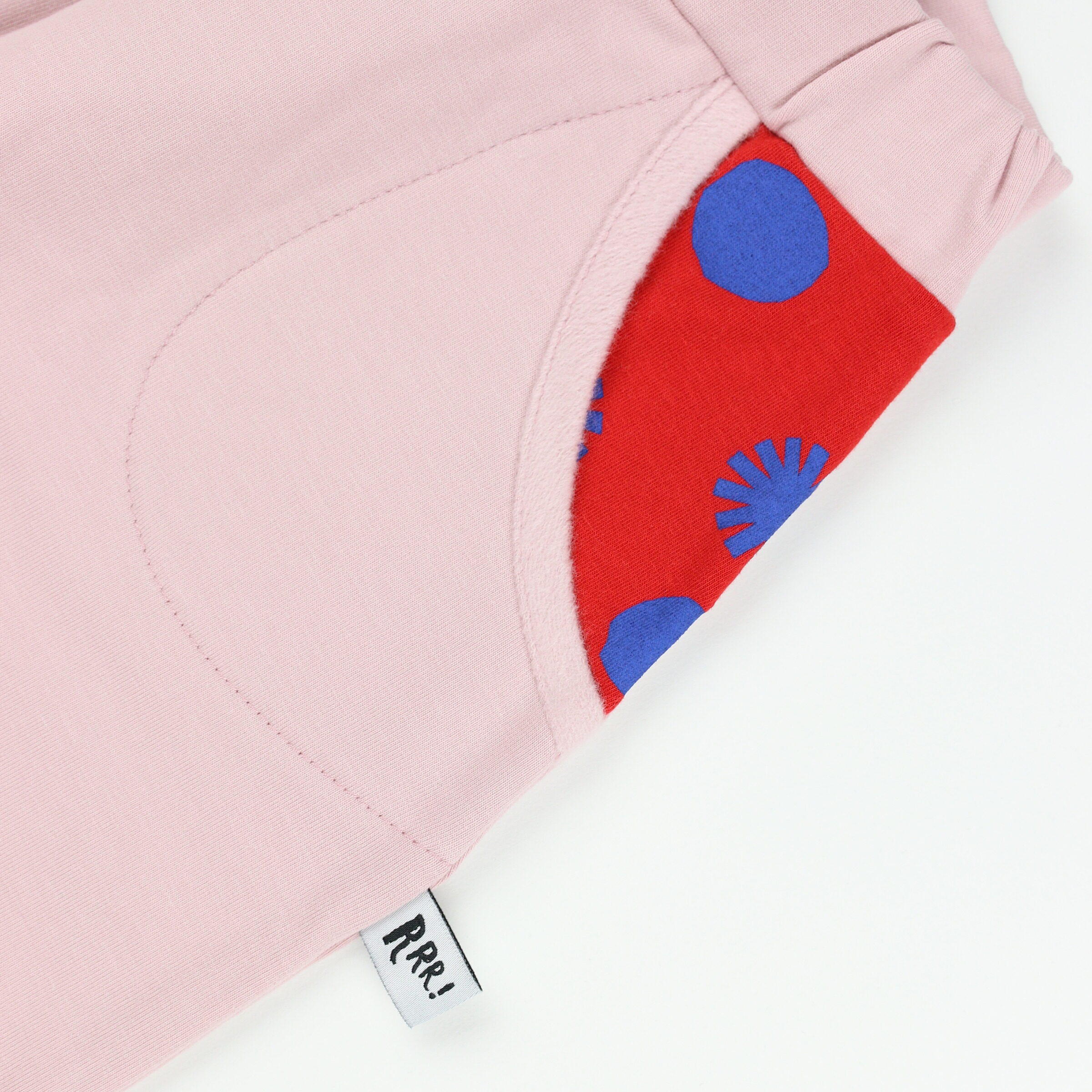 Pink shorts with polka dot pocket