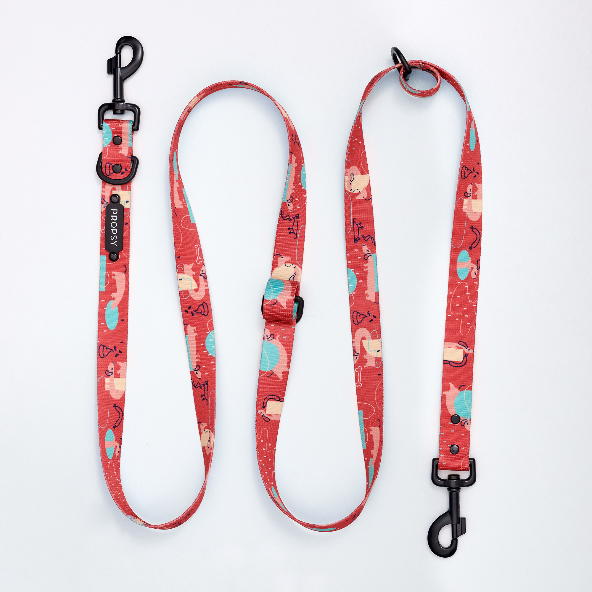Adjustable leash - Raspberry