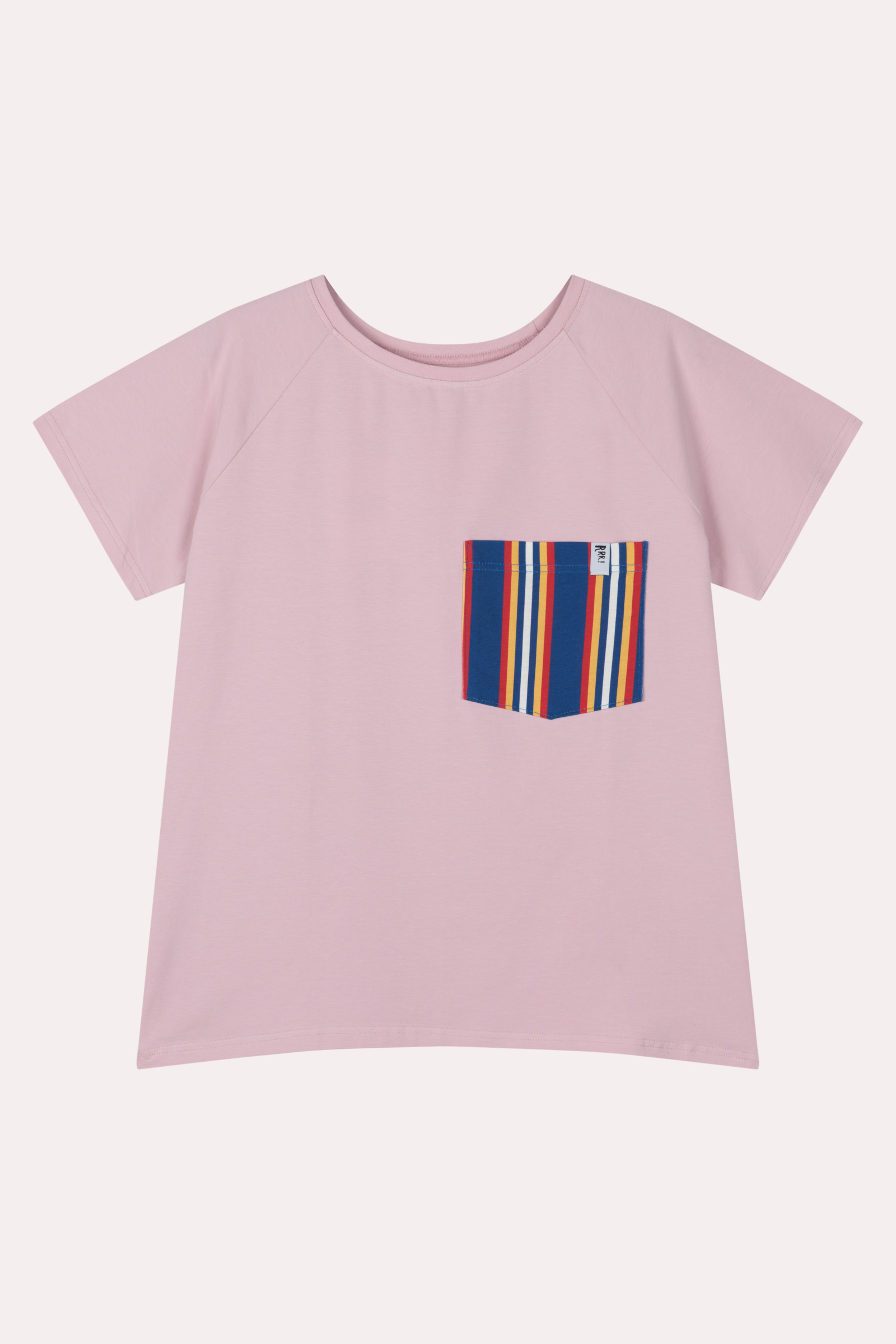 Pink T-shirt with Striped Pocket for Adults