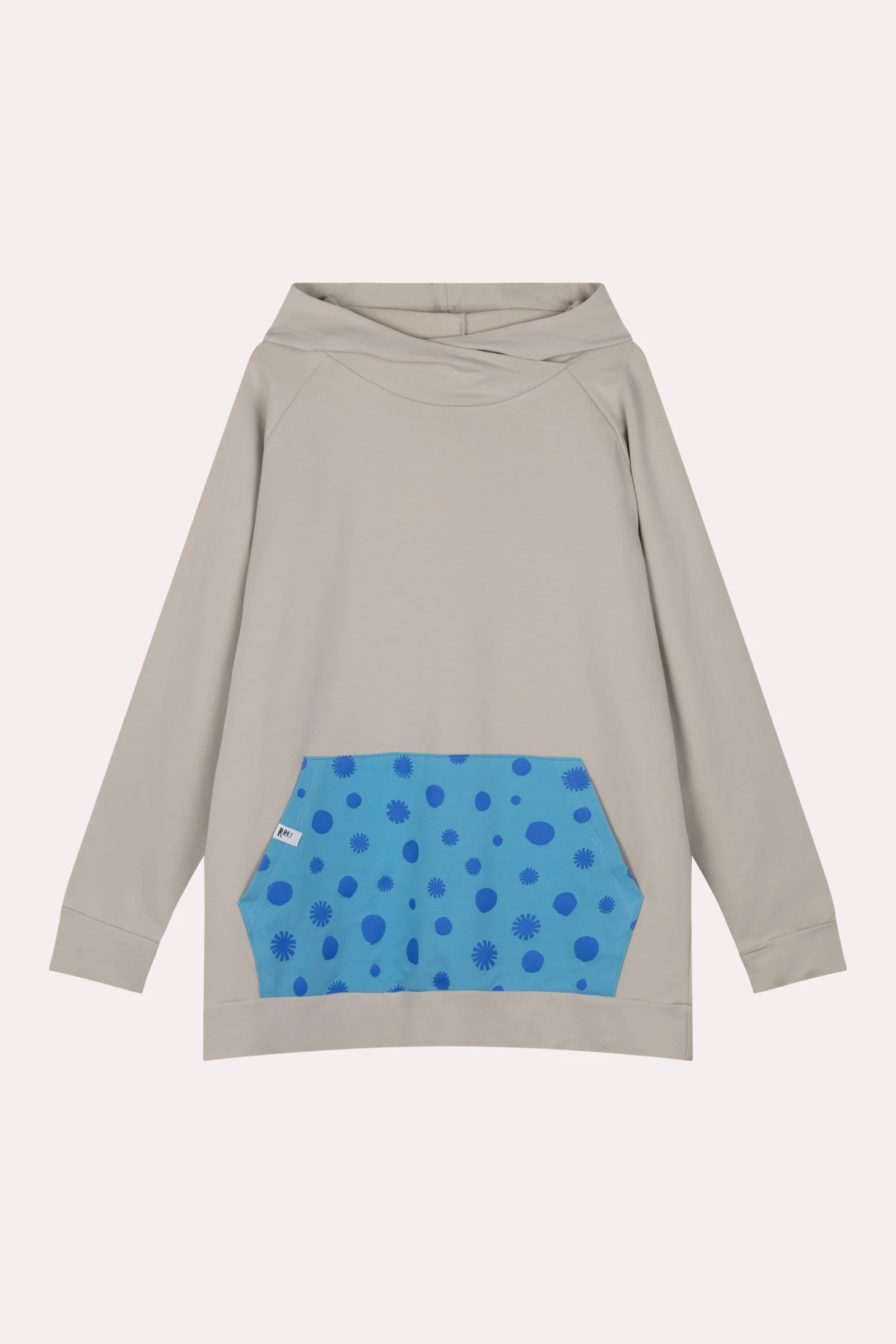 Beige Hoodie with Polka Dot Kangaroo Pocket for Adults