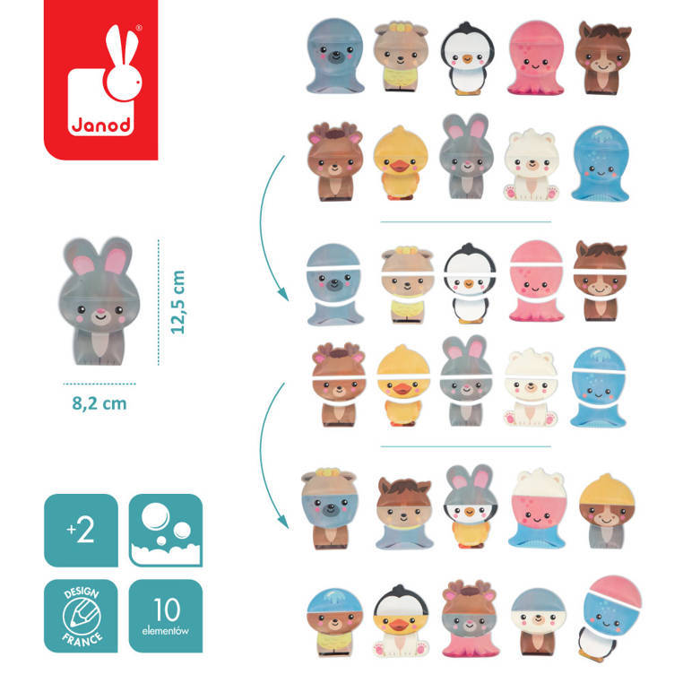 Janod - Mix and match bath puzzle Animals 2+