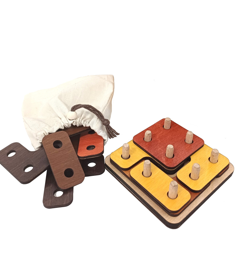Wooden Logic Game - Geometric Tower