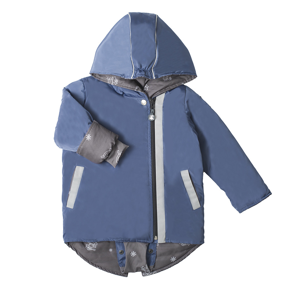 Children's Winter Jacket with Detachable Patent, Saffron/Blue